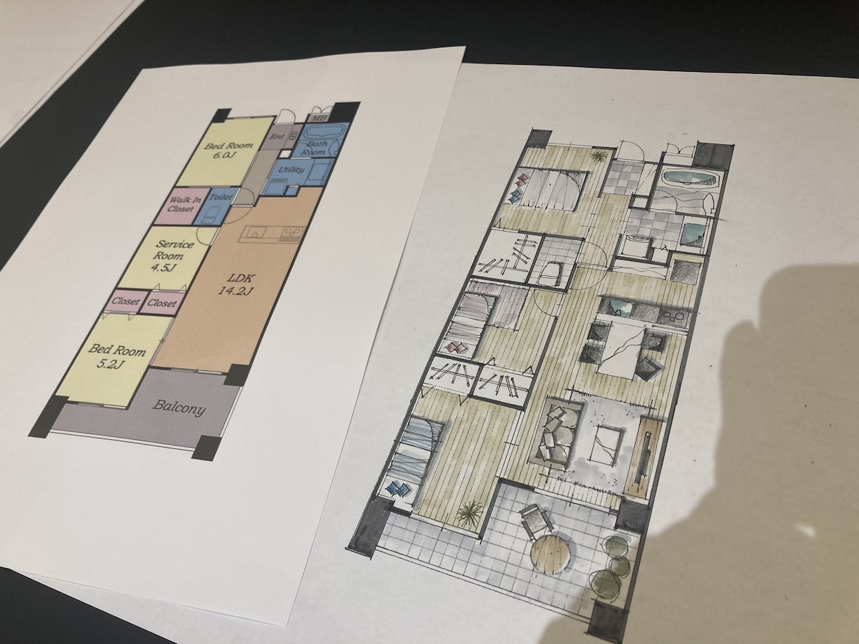 お洒落な手書きの間取り図の作り方を教えます 自分で作る！手書き図面の書き方 イメージ7