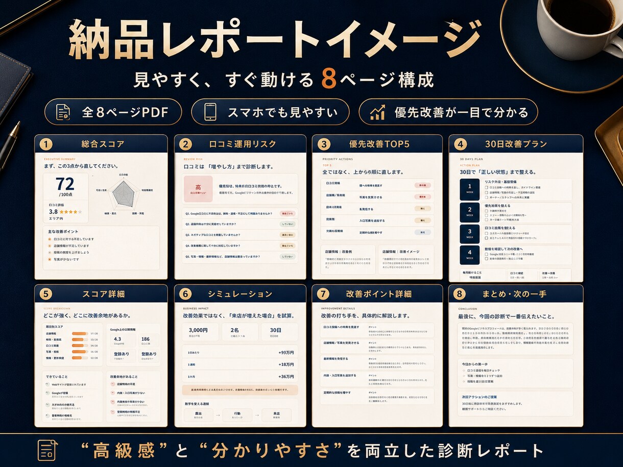 飲食店のMEOを診断し改善点をレポートします Googleマップ集客、何から直すべきかを8ページで見える化 イメージ4
