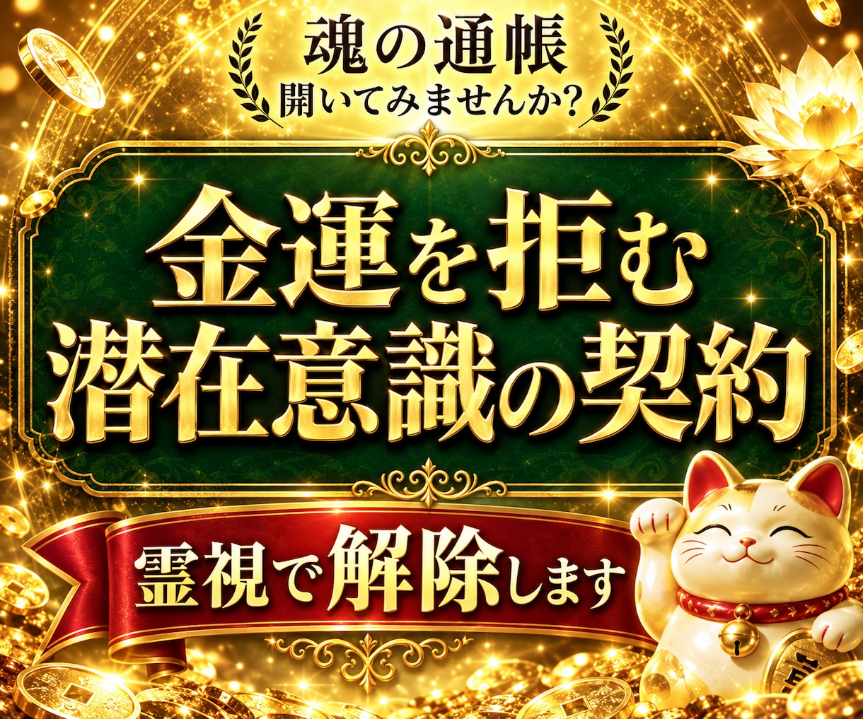 金運を拒絶する“潜在意識の契約”を霊視で解除します あなたの財の器を整え現実を静かに動かします イメージ1