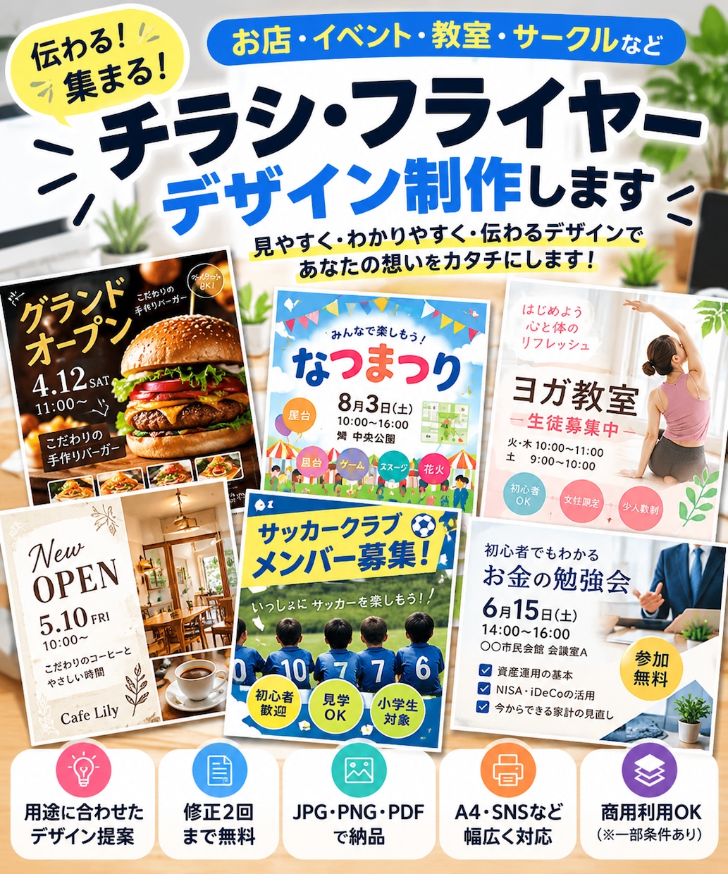 チラシやイベント案内画像を制作します 店舗・サークル・地域イベントの告知を見やすくデザイン！ イメージ1
