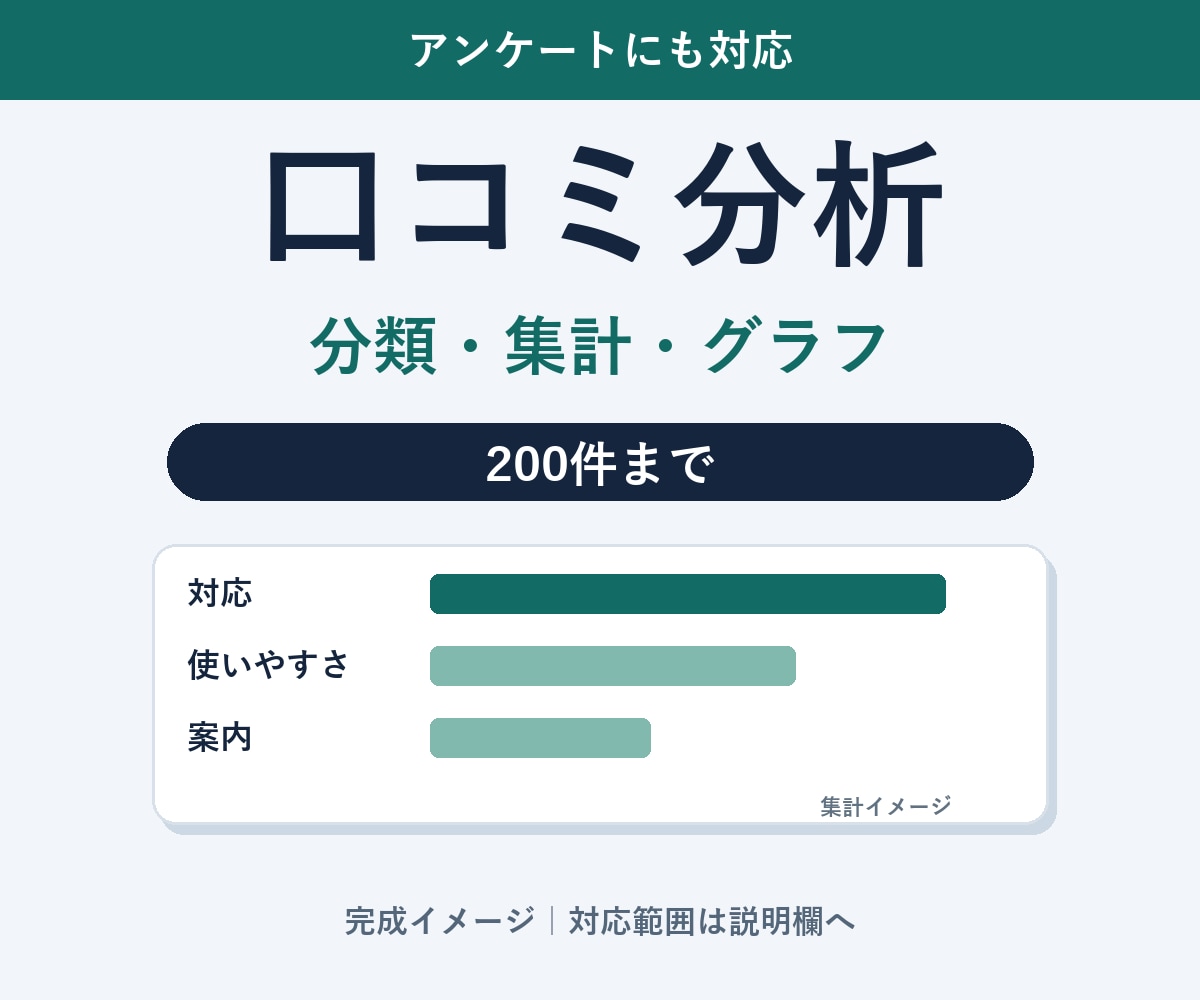 アンケートや口コミを集計して整理します 自由回答を分類して改善点を一覧とグラフへ イメージ1