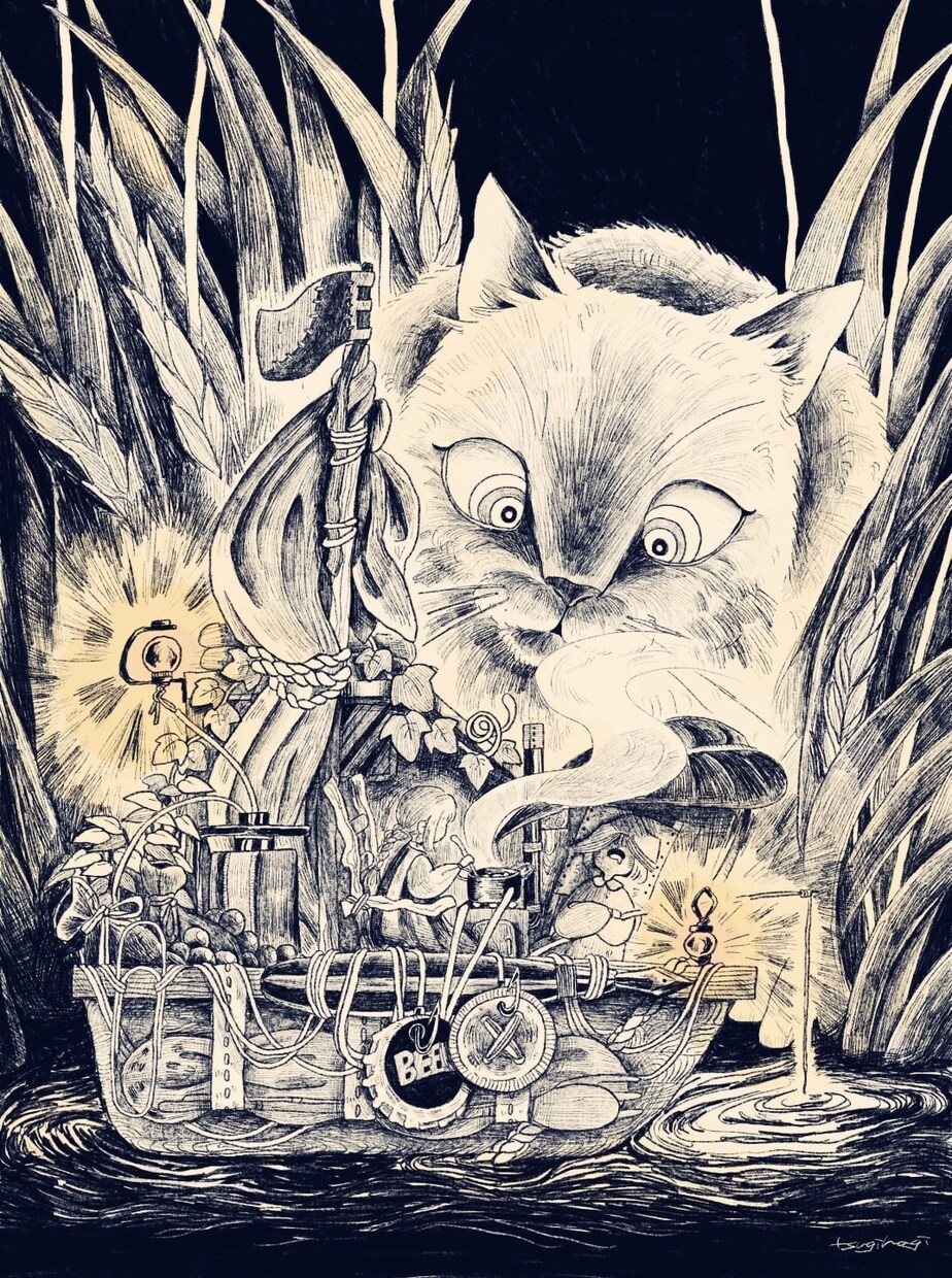 ペン画風の1枚絵を描きます 細かい描き込みで、遊び心が詰まった絵本風のイラスト イメージ1