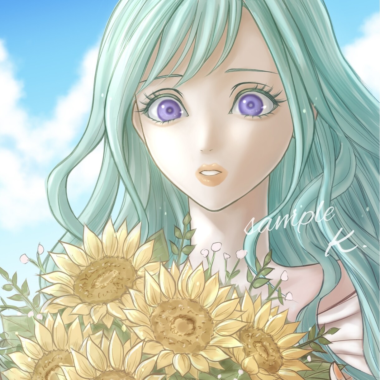 華やかで透明感ある人物イラスト描きます ⁠【限定3名様特別価格】歌ってみた・ヘッダー・アイコンに⭐︎ イメージ1