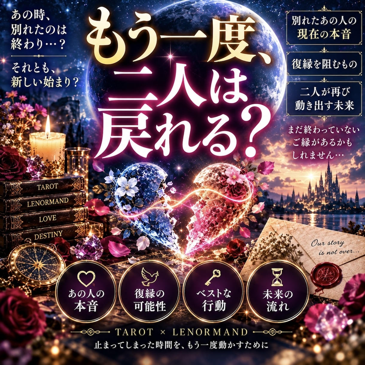 別れたあの人の本音と復縁の未来を占います まだ終わっていない？二人が再び結ばれる可能性を深く読みます イメージ1