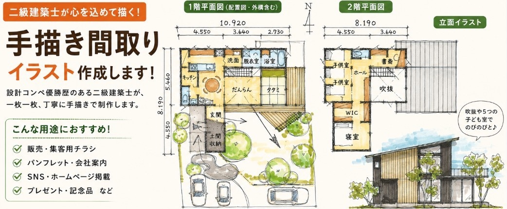 建築士が建物の手書きスケッチします 柔らかい手触り感のあるスケッチ イメージ1