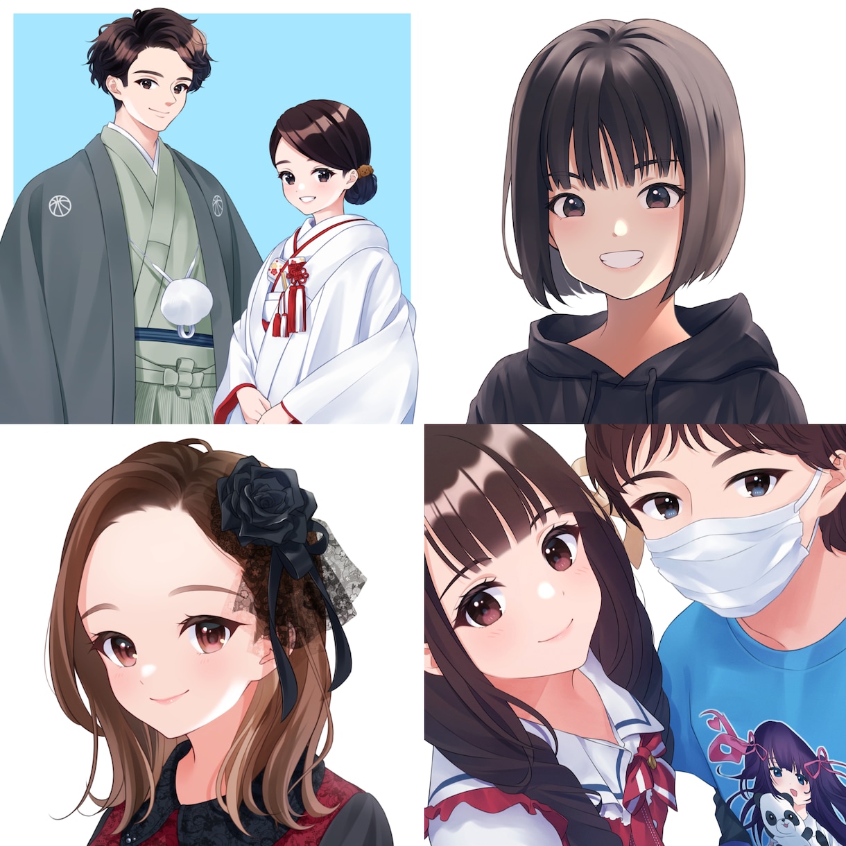 写真を華やかにイラスト化します リアルすぎない似顔絵◎写真が無くても♪ イメージ2