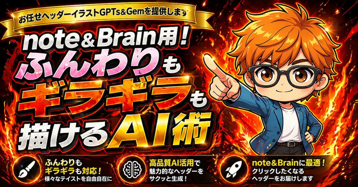 プロ級ヘッダーをAIで簡単自作！2ツール提供します note＆Brain用に！ふんわりギラギラ両方描けるAI術 イメージ7
