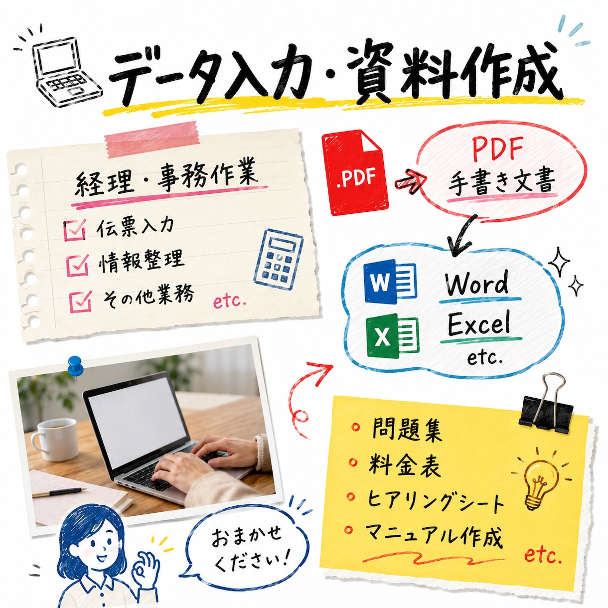 どこよりも安く情報をデータ化します 手書きや伝票などの情報を迅速でデータ化します。 イメージ1