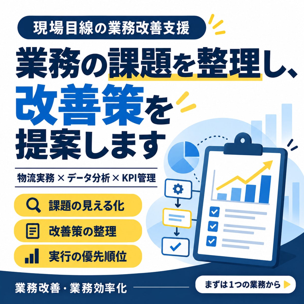 業務の課題を整理し、改善策を提案します 物流実務・データ分析の経験で、改善の優先順位を明確に イメージ1