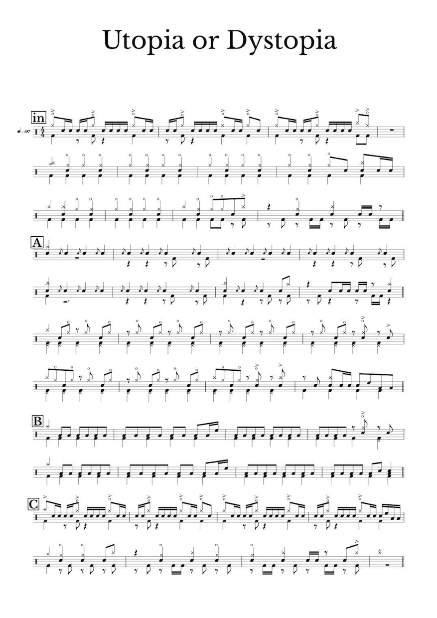 お好きな曲のドラム譜作成承ります ドラム譜、スコアがない曲などにどうぞ◎ イメージ1