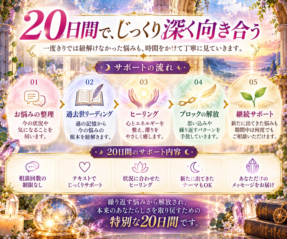 20日間｜過去世と心のブロックを読み解きます 過去世視×ヒーリングで心を紐解く20日間サポート イメージ3