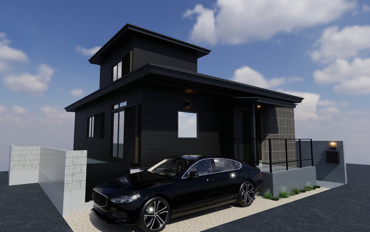 お打合せに適した3D外観パースを建築士が制作します 二級建築士が図面から寸法どおりの外観3Dパースを作成 イメージ2