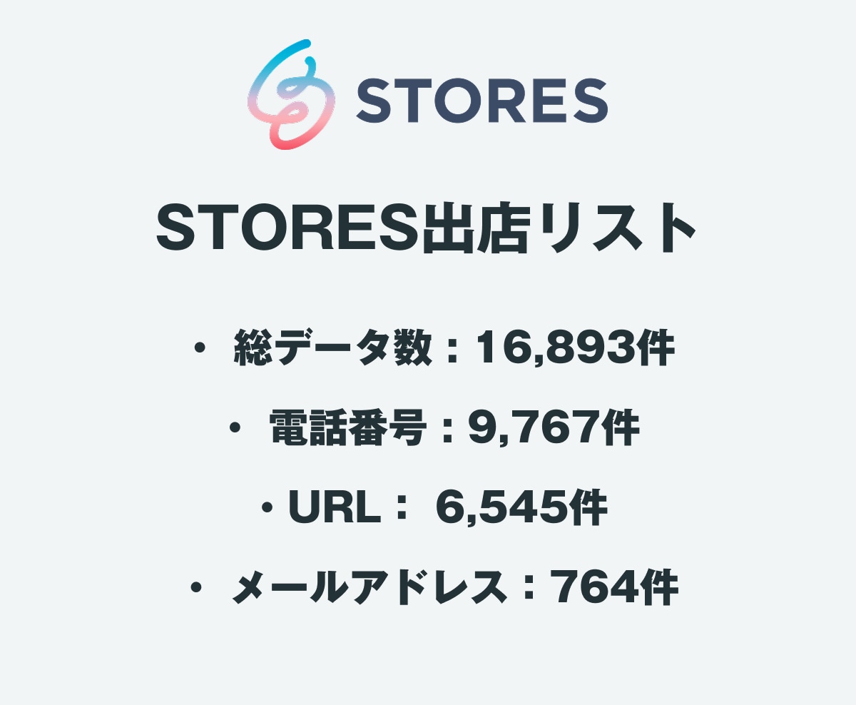 営業リスト STORES出店リストを即納いたします 16,893件｜EC事業者向け営業データ 電話・一部メール イメージ2