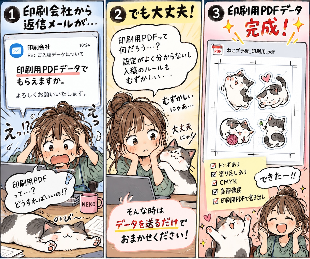 印刷会社に入稿するデータを作成します 「データ不備あり」と言われても大丈夫！印刷用データに整えます イメージ3