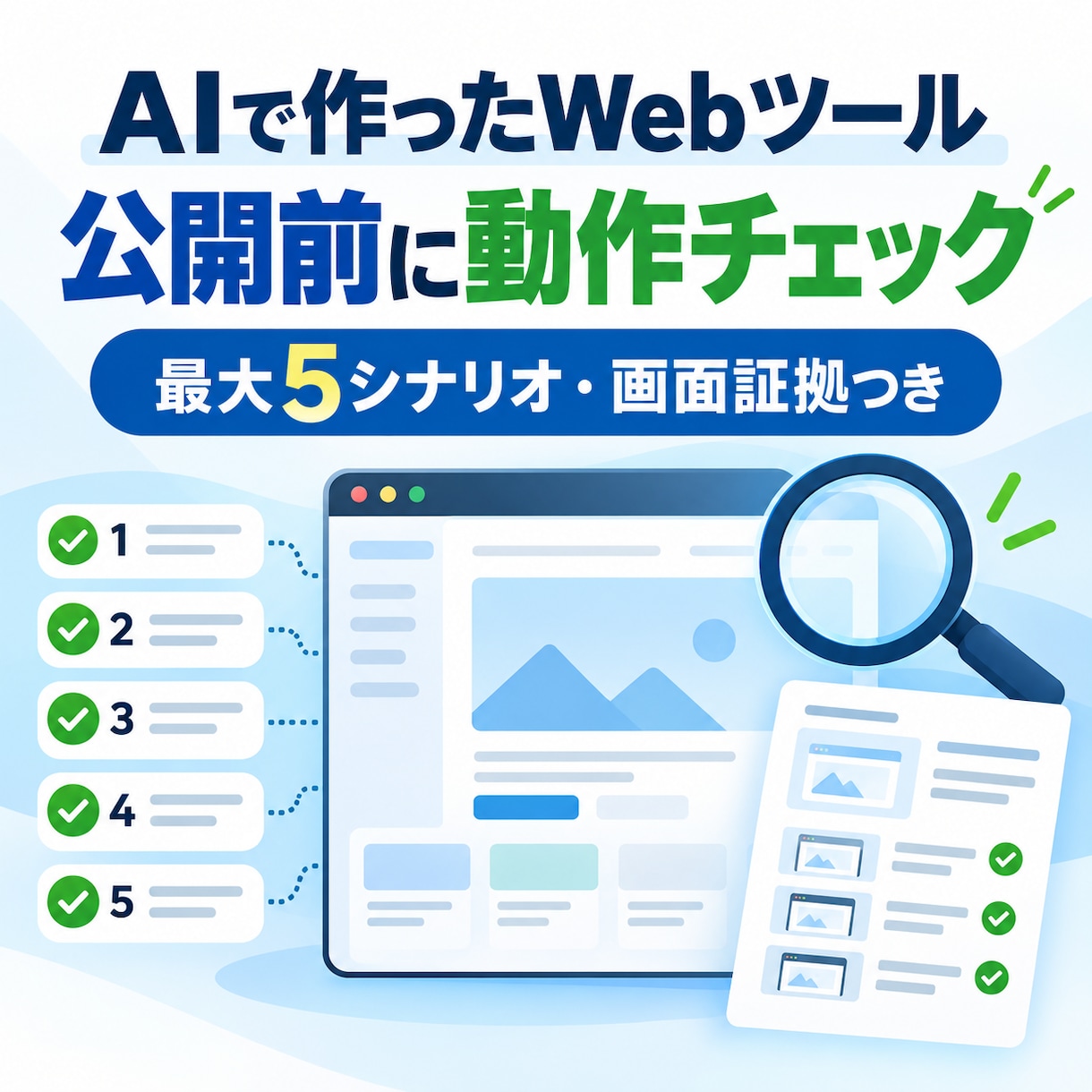 AI製Webツールを公開前に動作確認します 最大5シナリオを画面証拠付きで第三者確認 イメージ1