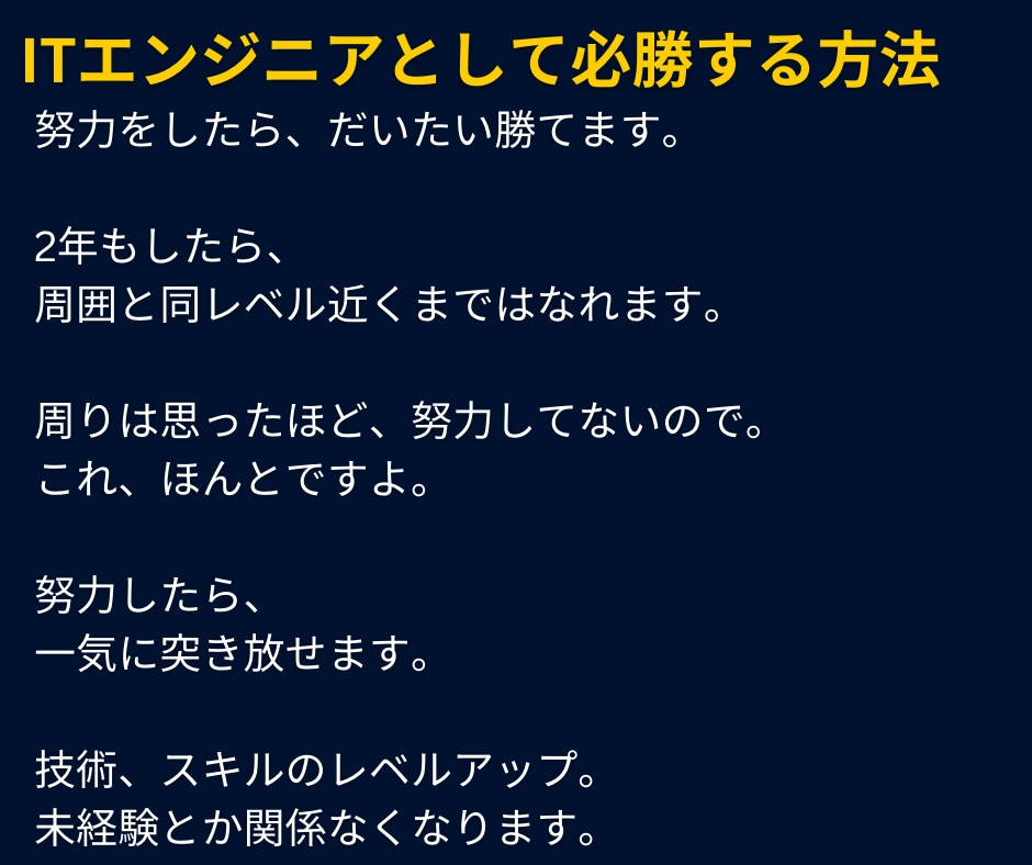 未経験ITエンジニア転職のアドバイスします 30代からでも大丈夫！戦術もやり方も教えます。 イメージ8