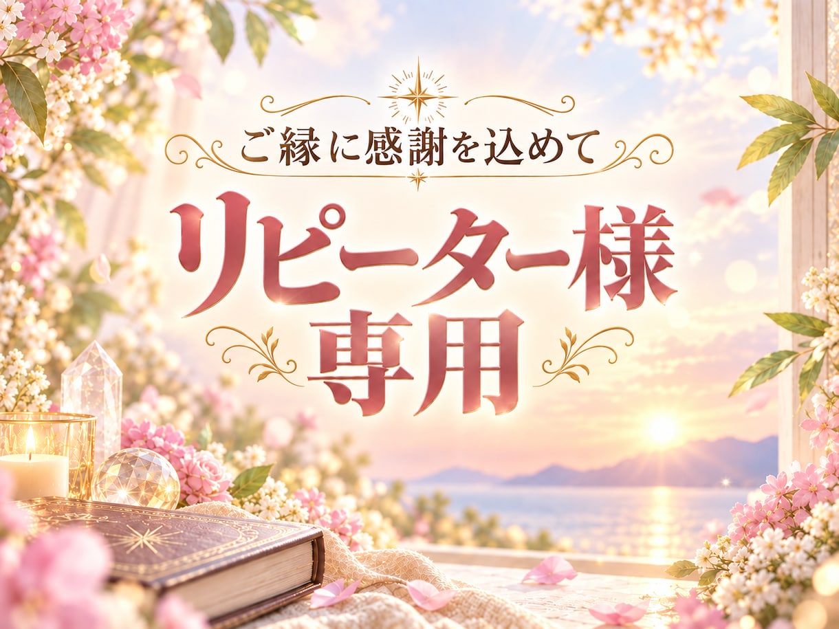 リピーター様専用 前回からの継続のテーマも承ります リピーター様だけにご利用いただける特別メニューです イメージ1