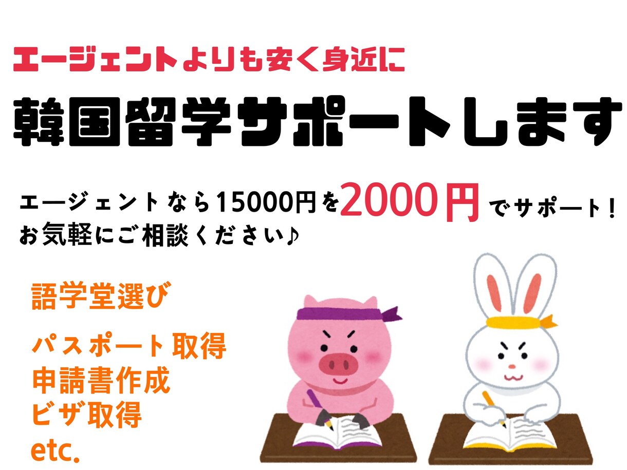 リアルな経験で！韓国留学/準備サポートします エージェントよりも手軽で身近に、留学経験者がお手伝いします！ イメージ1