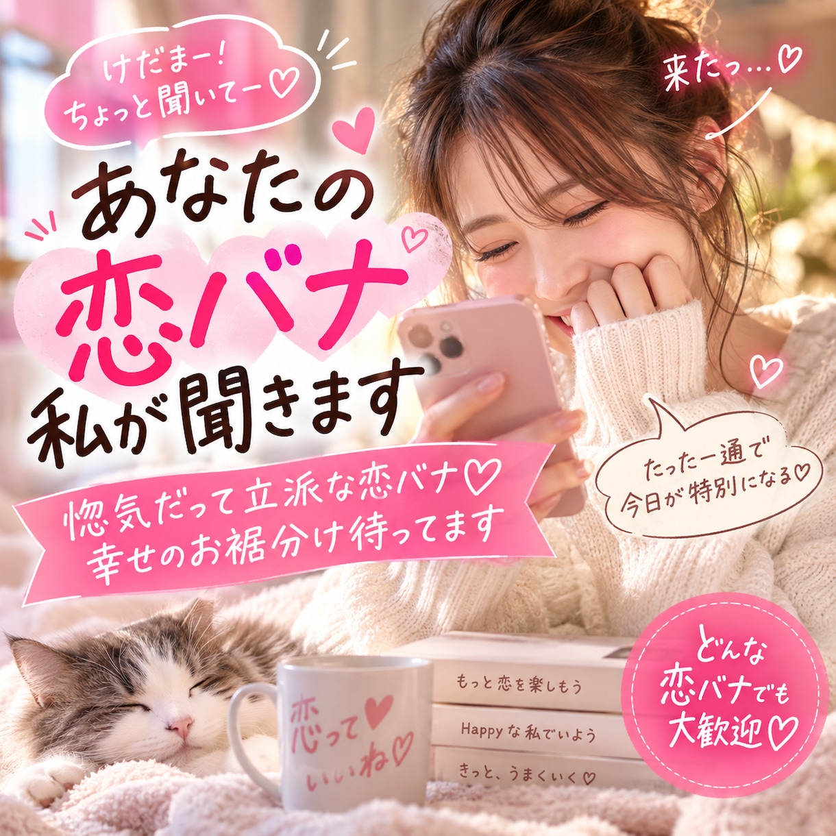 あなたの言いたくて仕方ない恋バナ！私が聞きます 惚気だって立派な恋バナ♡幸せのお裾分け待ってます！ イメージ1