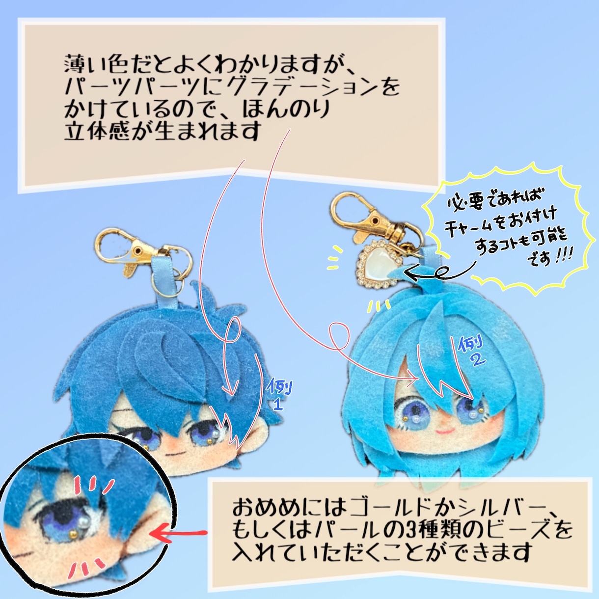推しのお顔(ペッタンコver)製作します ぬいぐるみを持てない方などのフェルトの推しのお顔の製作です！ イメージ4