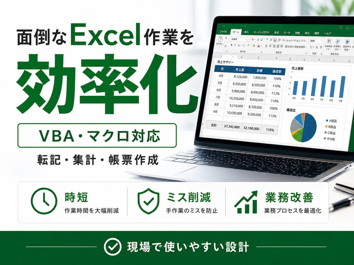 実務向けExcel自動化ツールを作成します （関数・VBA対応）  初回5件限定特別低価格 イメージ2