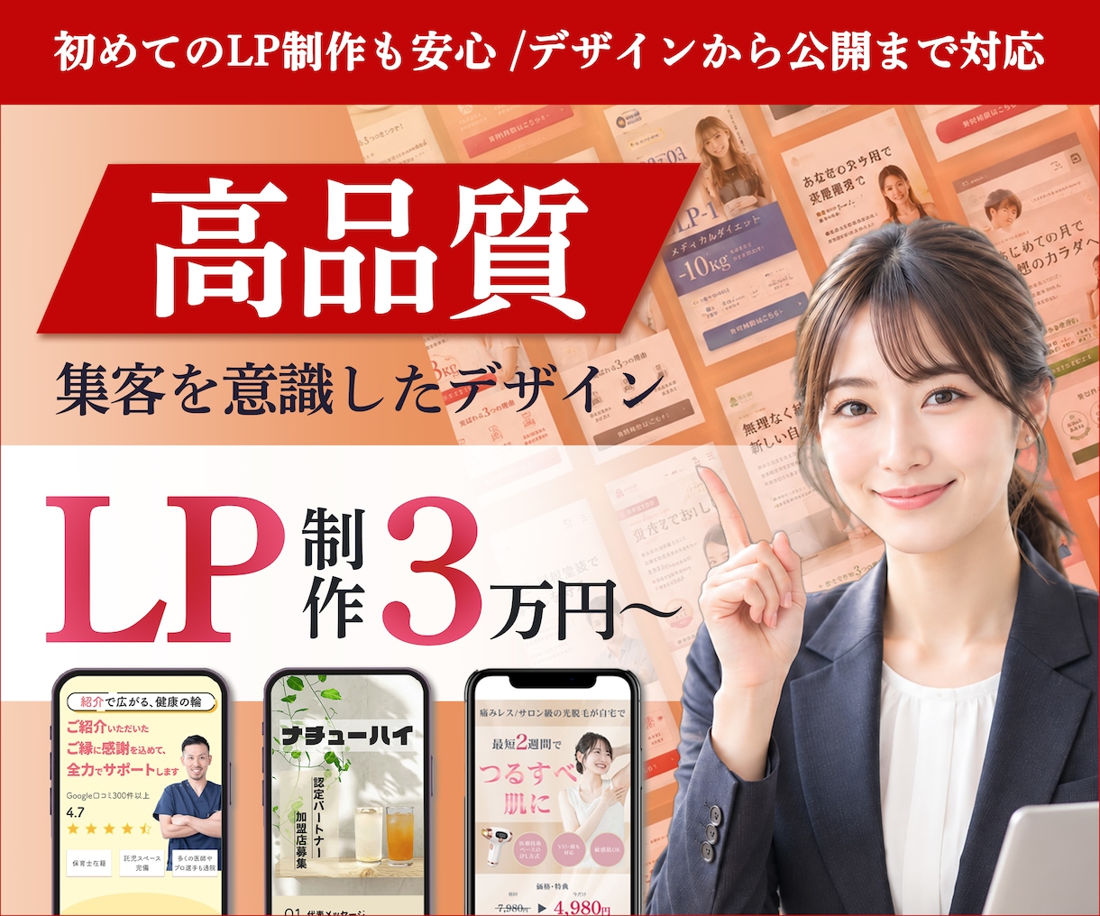 低価格で高品質のランディングページ作成いたします オリジナルデザインで魅力が伝わるLPを制作します イメージ1