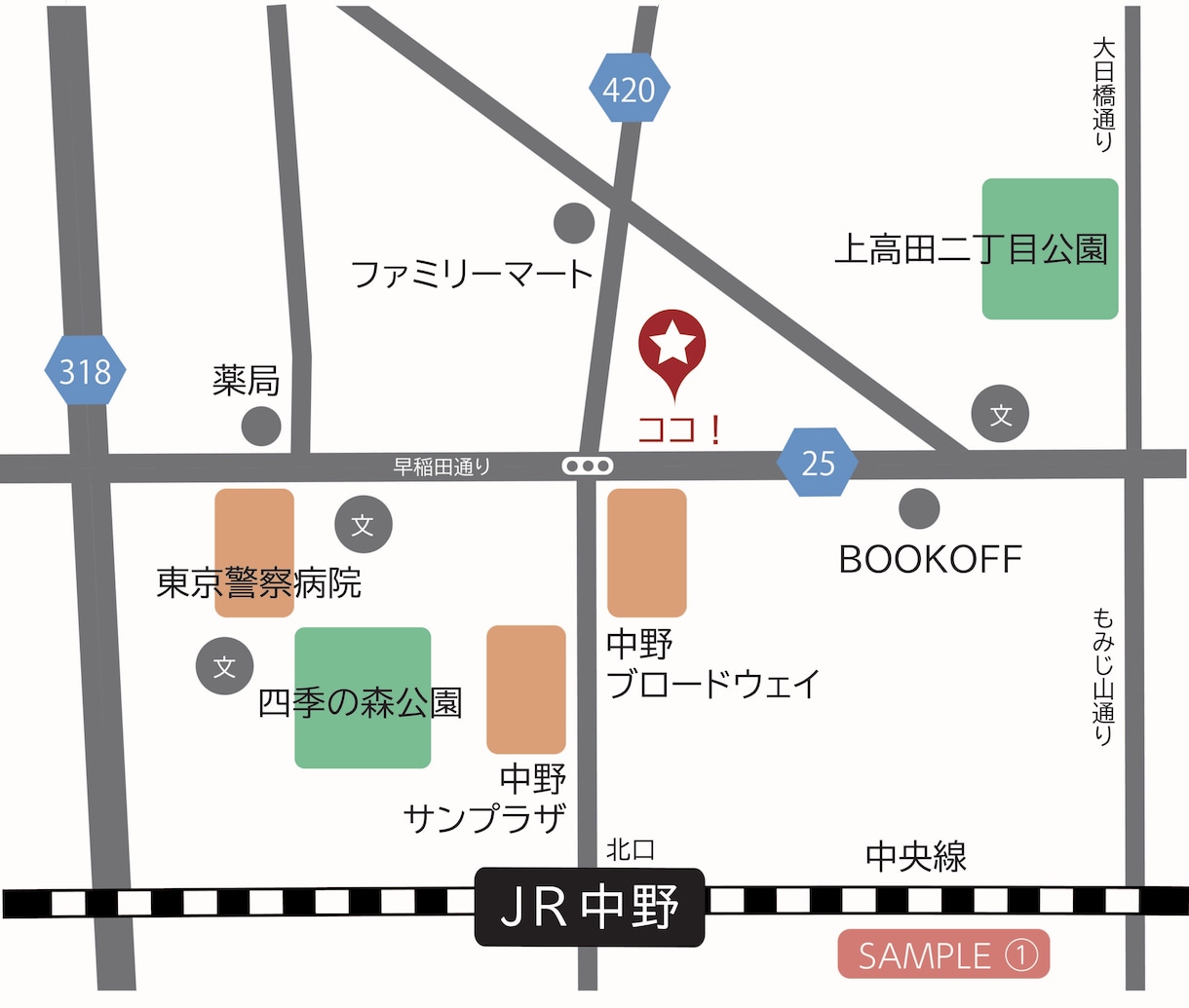 シンプルでわかりやすい地図を作成いたします 名刺やチラシなど使い道色々！商用OK！ イメージ3