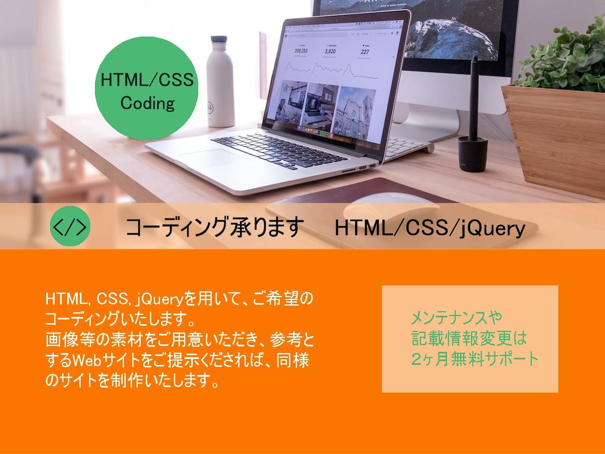 HTML/CSS/jQueryコーディング承ります オプションのドメイン利用で格安ホームページが持てます。 イメージ1
