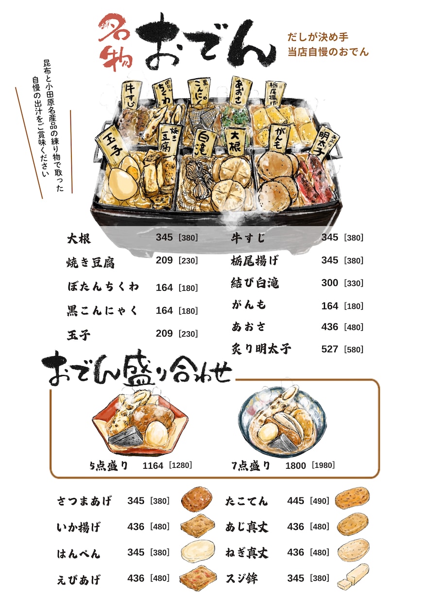 手書きイラスト・文字入り飲食店メニューを作成します 店舗様のこだわりや想いが伝わるメニュー作成！ イメージ1