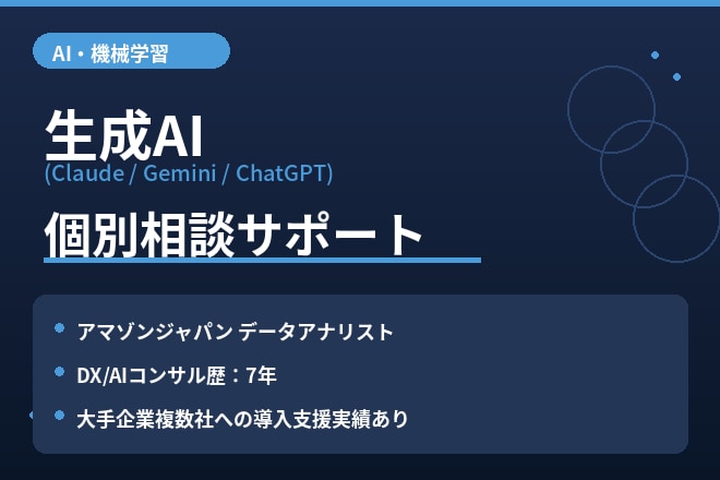 生成AI導入の悩みを現役DXコンサルが解決します 元アマゾンジャパン×DX/AIコンサル歴7年が個別相談で伴走 イメージ1