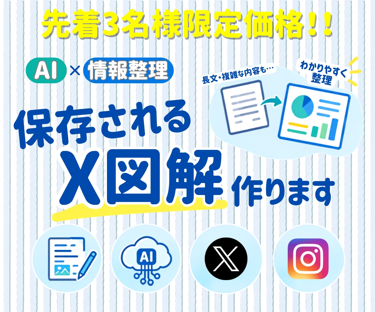 読まれる投稿に！先着3名限定でX図解を制作します 先着3名様限定！投稿内容を分かりやすく図解にまとめます イメージ1