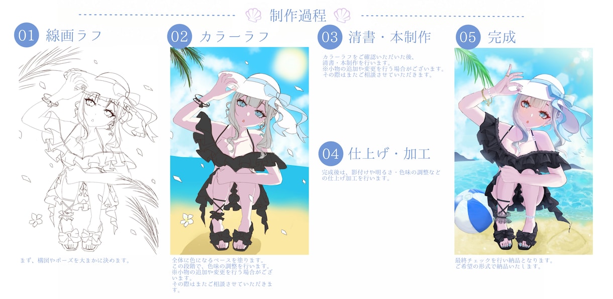 可愛くて魅力的な1枚絵､アイコン､立ち絵を描きます フリルが沢山着いた可愛い衣装を着てる女の子を沢山描きます!! イメージ3