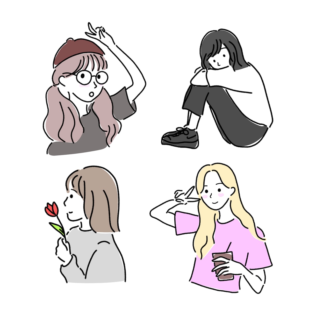 シンプルイラスト♡ ゆるい線画アイコン描きます 2人まで無料・小物いくつでも無料！即日〜5日のスピード納品♥ イメージ7