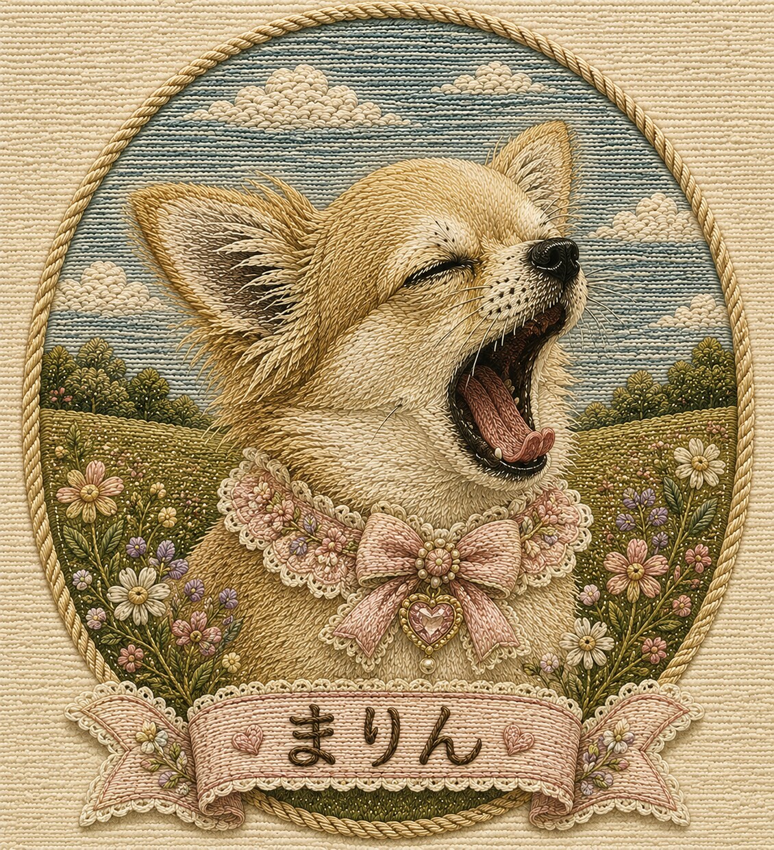 かわいい家族を刺繍風でオシャレに描きます 刺繍風タッチで仕上げる オーダーメイド・アートイラスト です イメージ5