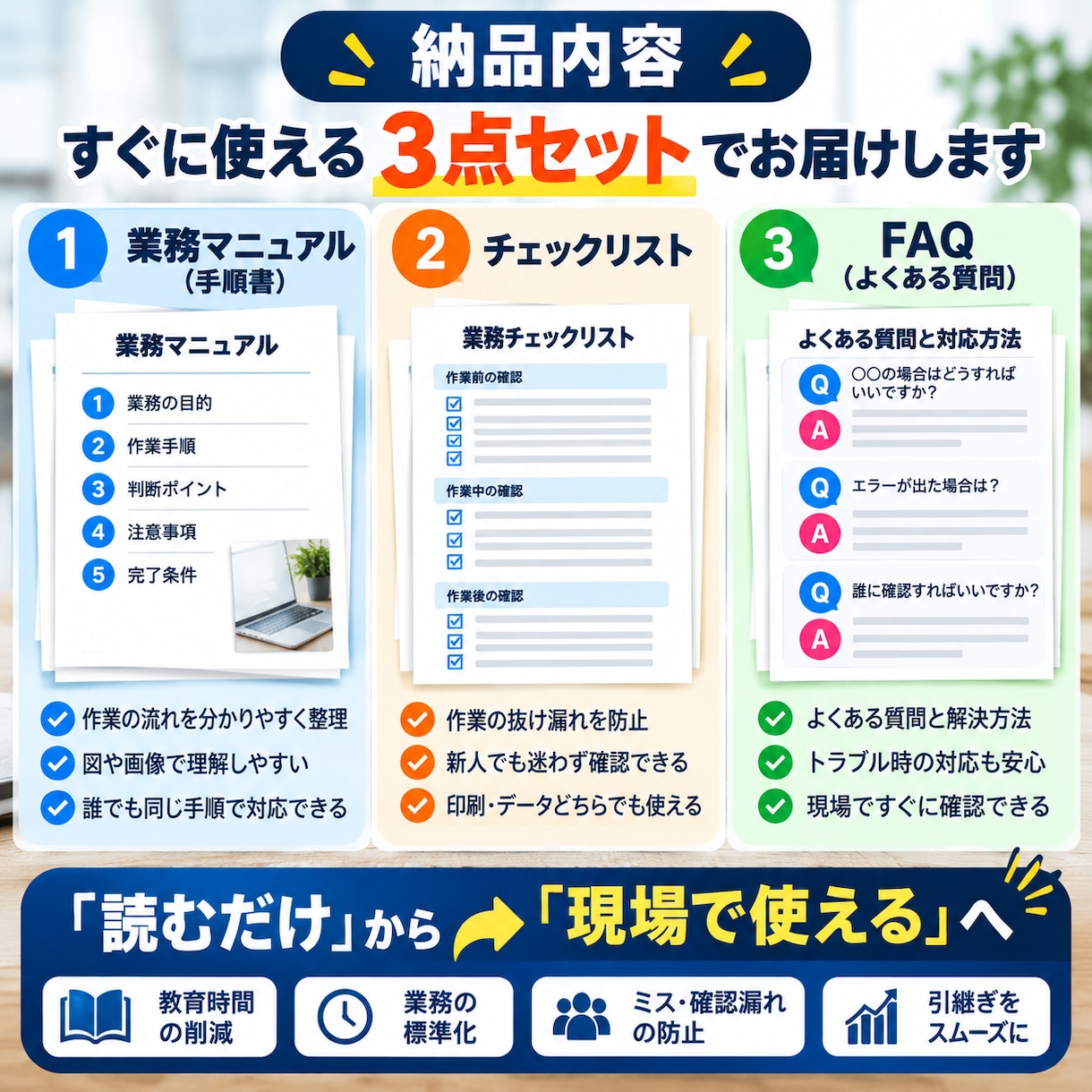 業務マニュアル・手順書を作成します 新人教育・引継ぎに役立つ手順書とチェックリストを作成 イメージ2
