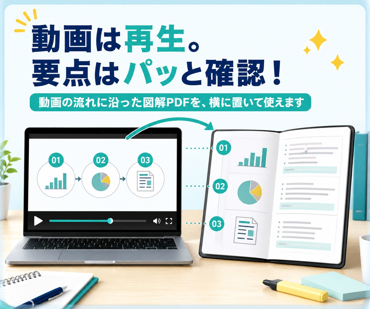 音声・動画を要約し図解PDF教材に整理します 講義・研修を自分専用PDF教材に整理 イメージ2