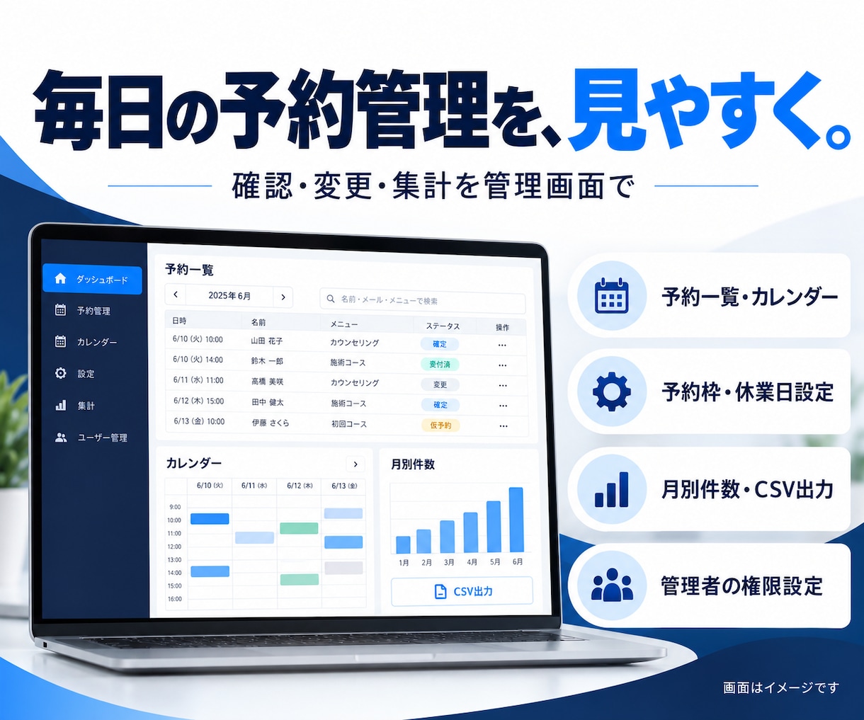 管理画面付き予約システムのソースを提供します 多店舗・スマホ対応の予約システムをソースで納品 イメージ2