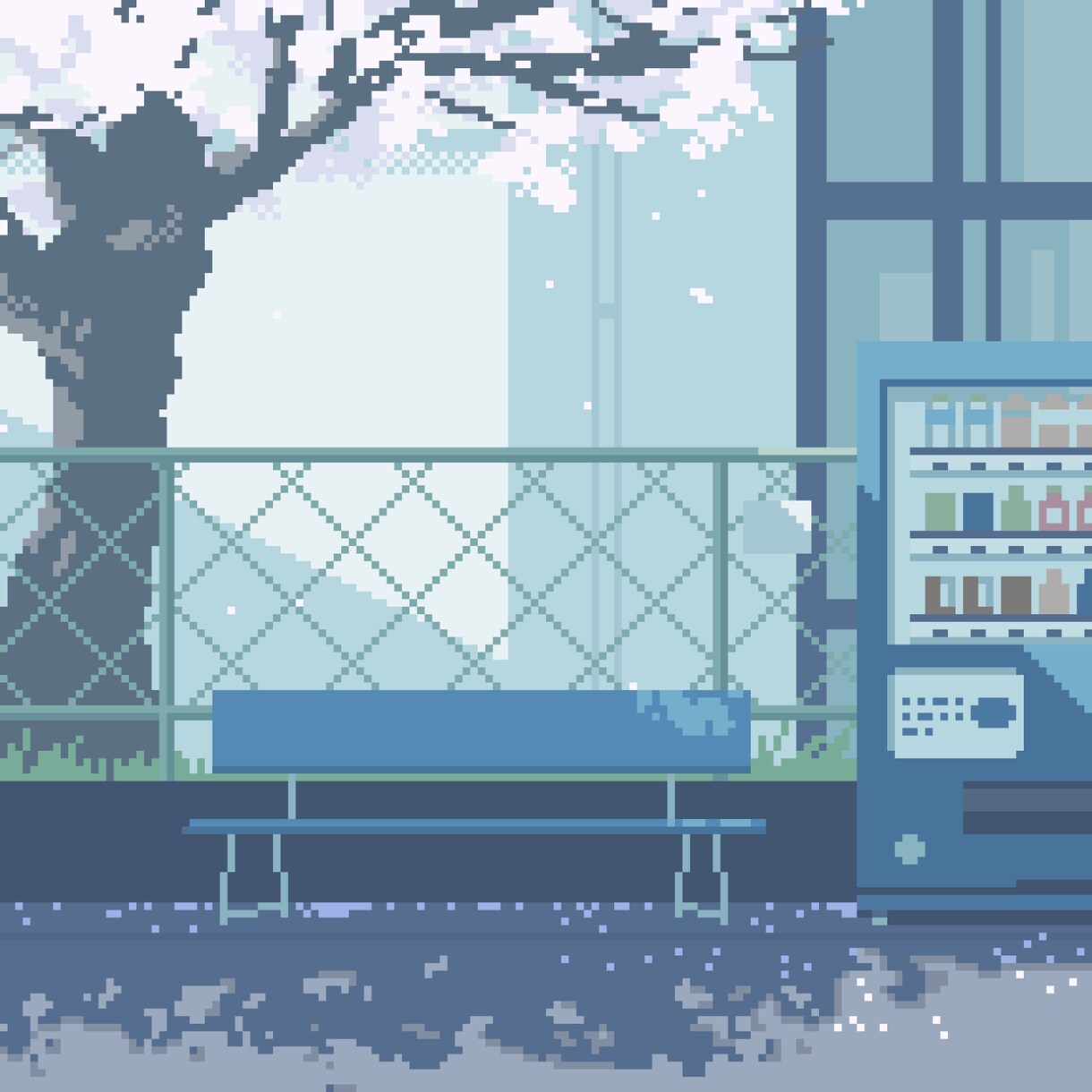 空気感のある背景のドット絵を描きます 風景とキャラを描いたドット絵　ゲームやMV、挿画や表紙などに イメージ4