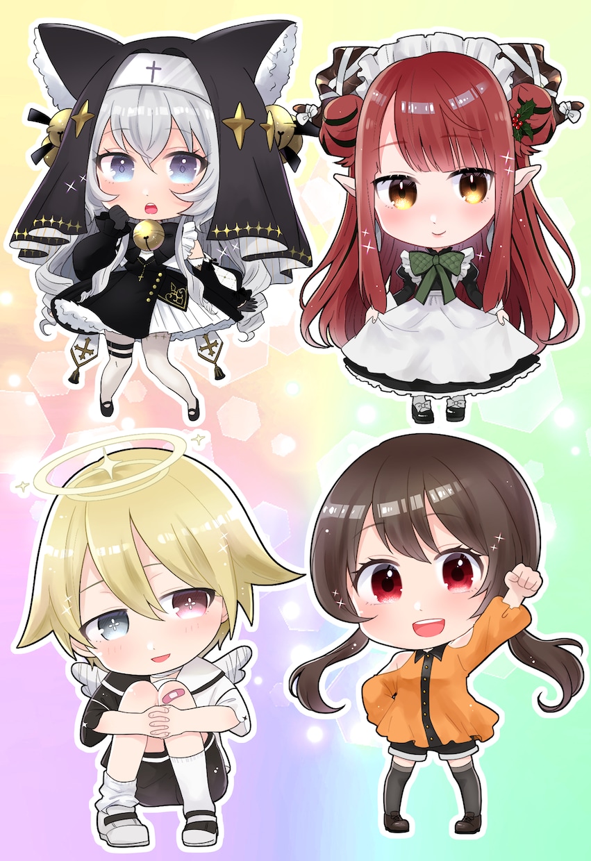 SDキャラ(ミニキャラ)描きます 可愛くキラキラしたSDキャラクター(ミニキャラ)お描きします イメージ1