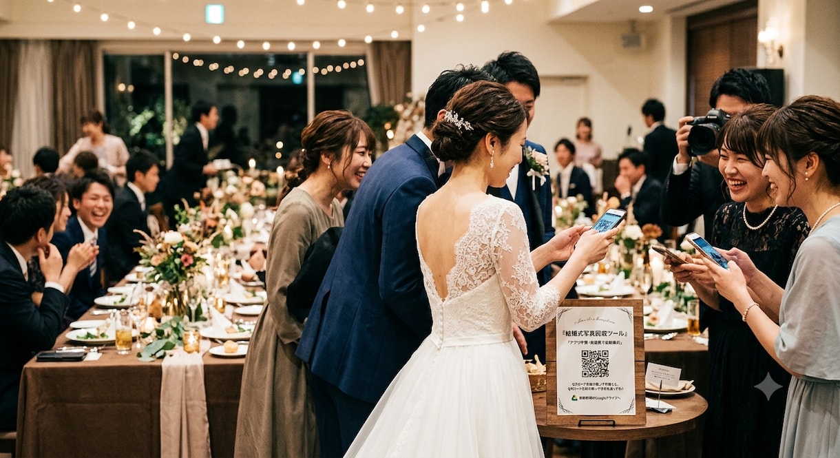 結婚式写真回収アプリ構築！アプリ不要で収集します QR読取でGoogleドライブへ写真を高画質自動保存 イメージ1