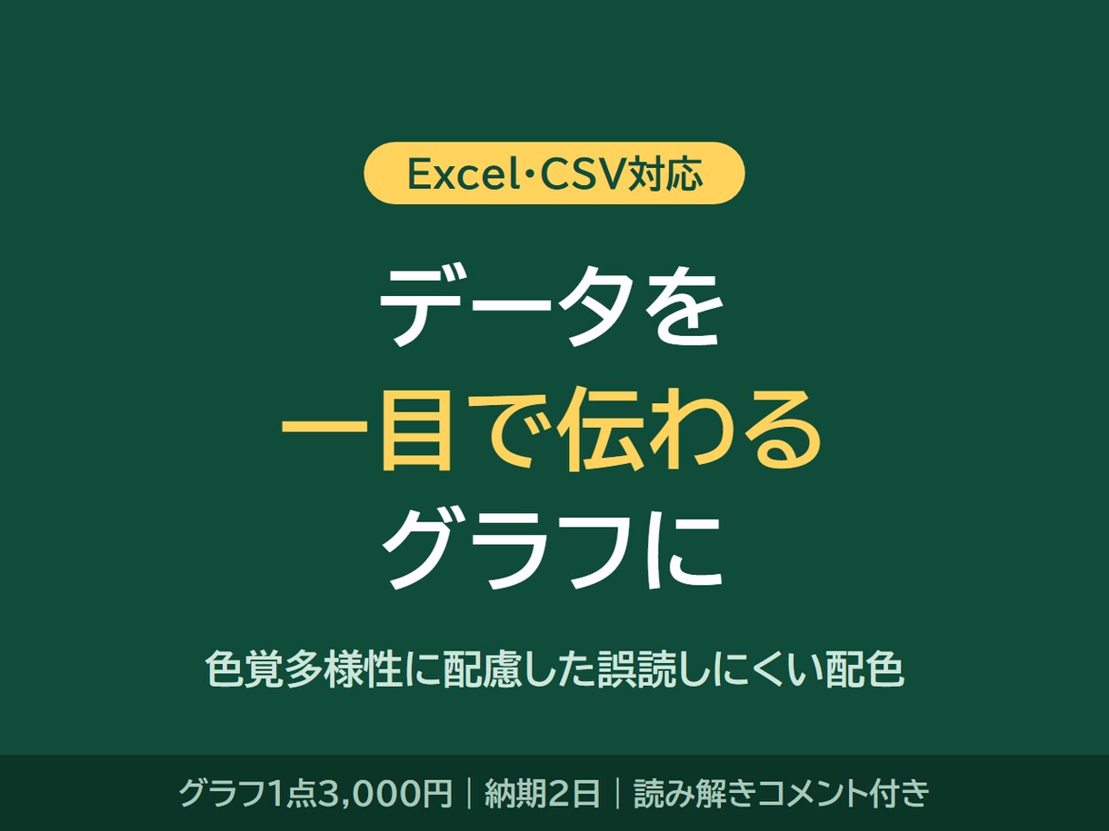 データを一目で伝わるグラフにします 色覚の多様性に配慮した配色で作成します イメージ1