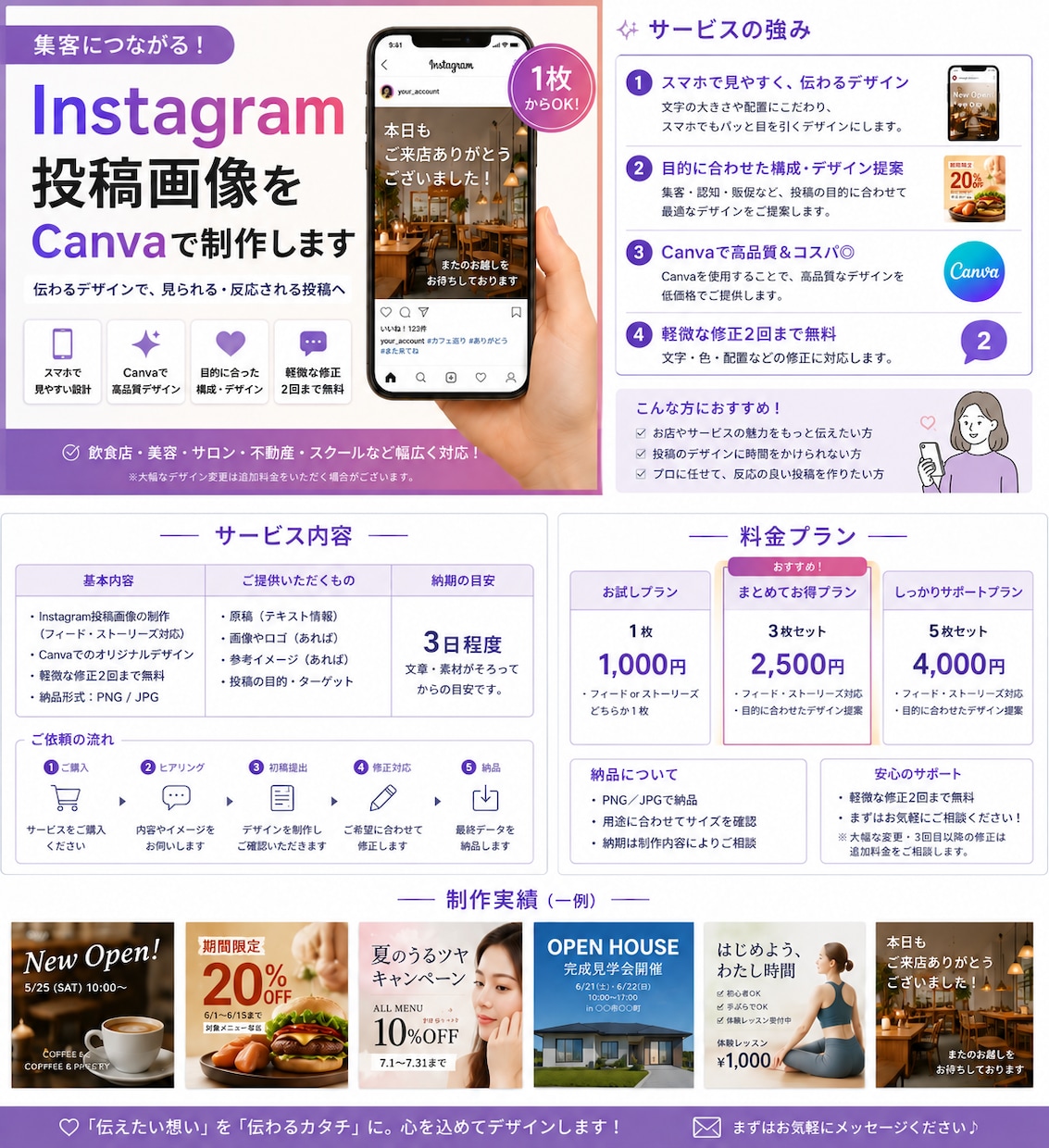 CanvaでSNS投稿画像を丁寧に制作します 初心者・個人の発信を見やすい画像でサポート イメージ1