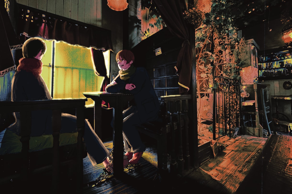 思い出の写真にイラストを溶け込ませます 写真の色調に合わせ人物やペットのイラストを イメージ1