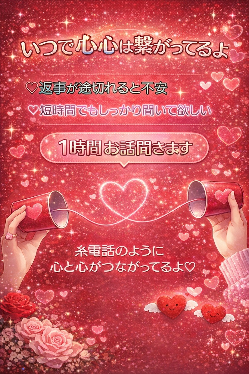 LINEのようにサクサク！1時間傾聴します 返事が早く欲しい❤気軽に話したい！ポンポン会話したい方に✨ イメージ1