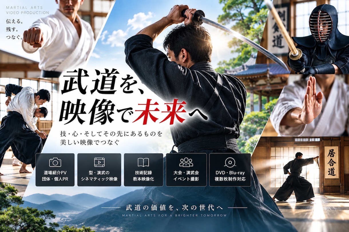 武道の魅力を伝えるPV・映像を制作します 武道経験を活かし、技・型・道場の魅力を映像に イメージ1