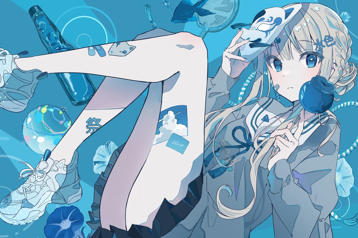 MVイラスト、サムネ描きます 青色が得意です！なんでもご相談ください イメージ5