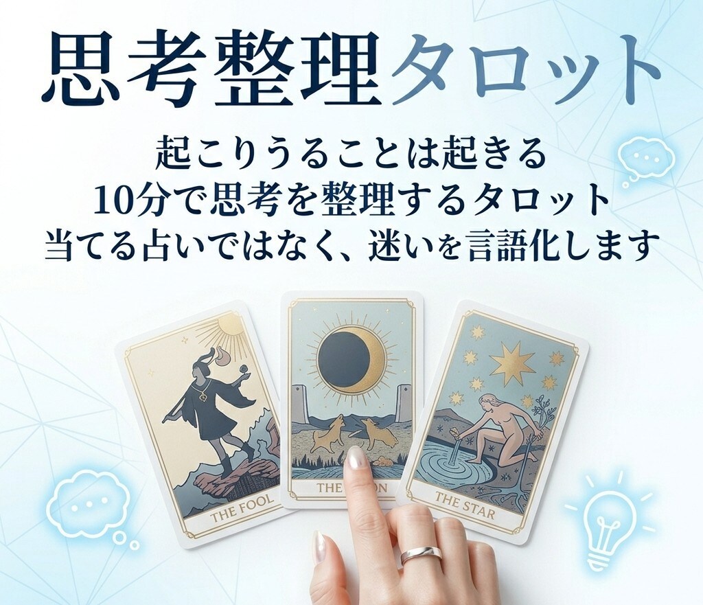 タロット占い｜思考整理｜10分で迷いを言語化します 当てる占いではなく、迷いを言語化するタロットです イメージ1