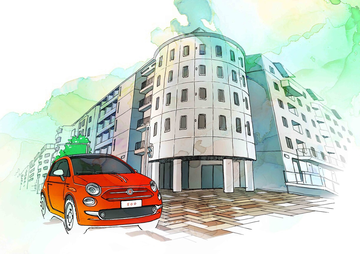 おしゃれな建物、建築、風景や車イラスト描きます お店の広告、ご自宅と愛車、思い出の風景等を描きます イメージ6