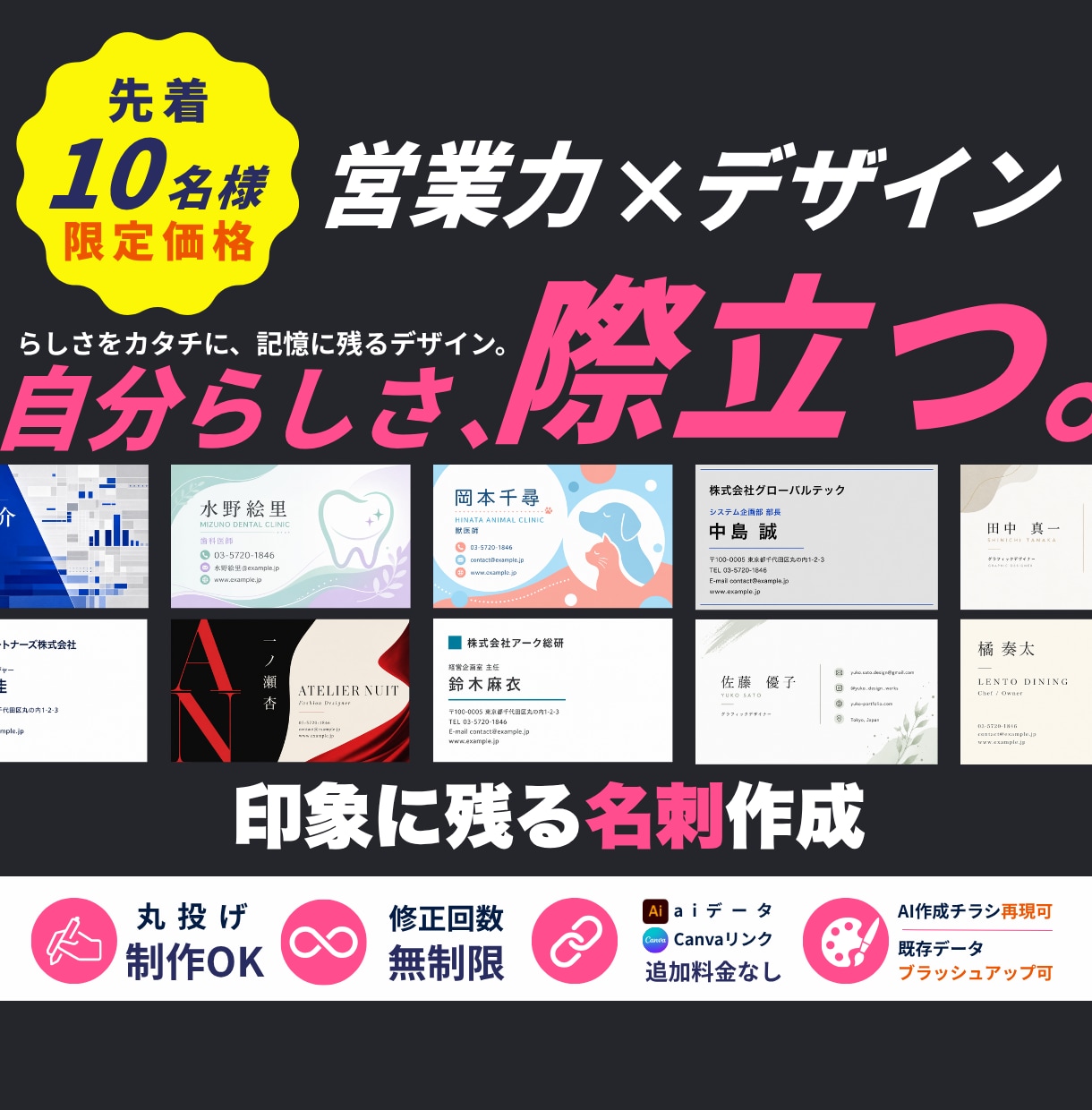 印象に残る名刺・ショップカードをデザインします 先着10名｜片面3,000円・編集データ込み イメージ1