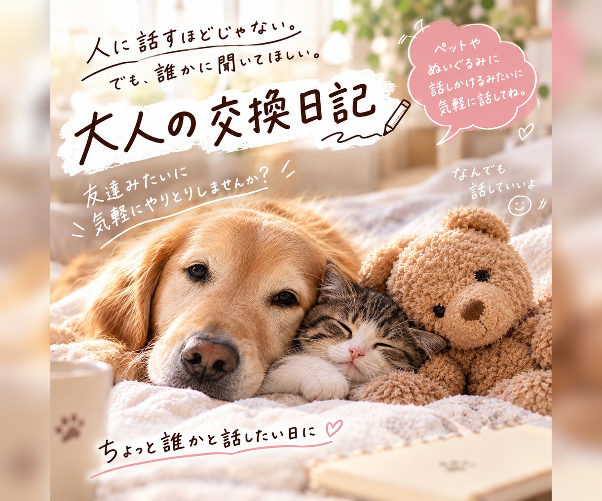 今日あったこと、好きなこと、話聞きます ちょっと誰かと話したい日に。「なんでも交換日記」3往復 イメージ1